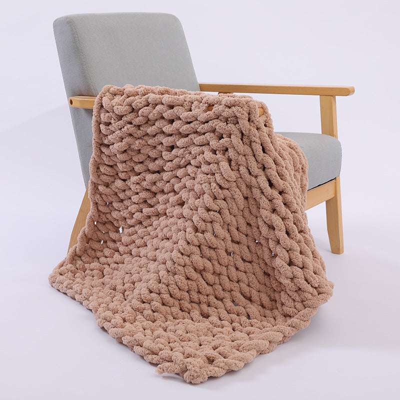 Handmade Coarse Yarn Woven Blanket Coarse Chenille Knitted Blanket - globaltradeleader