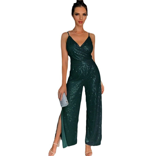 Split Trailing Evening Dress Banquet Jumpsuit - globaltradeleader