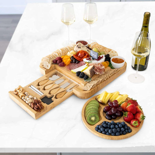 Bamboo Cheese Board Four-piece Set Of Stainless Steel Knives - globaltradeleader