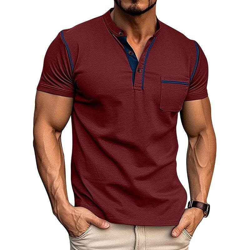 Summer Men's Color Matching Pocket T-shirt Top - globaltradeleader