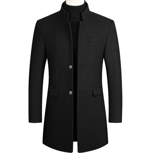 Autumn And Winter Men's Woolen Coat Mid-length Windbreaker Plus Cotton Thickened Men's Coat