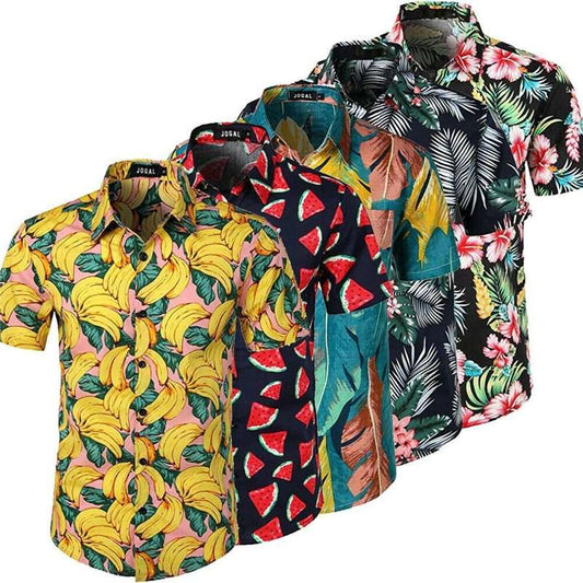 Printed beach short sleeve shirt - globaltradeleader