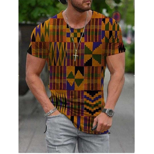 Casual Round Neck Short Sleeved 3D Digital