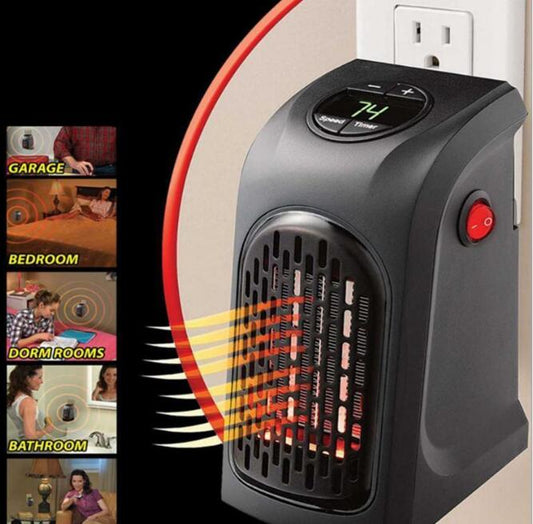 Portable Electric Wall Heater Plug and Play Heater Warmer Adjustable Thermostat Home
