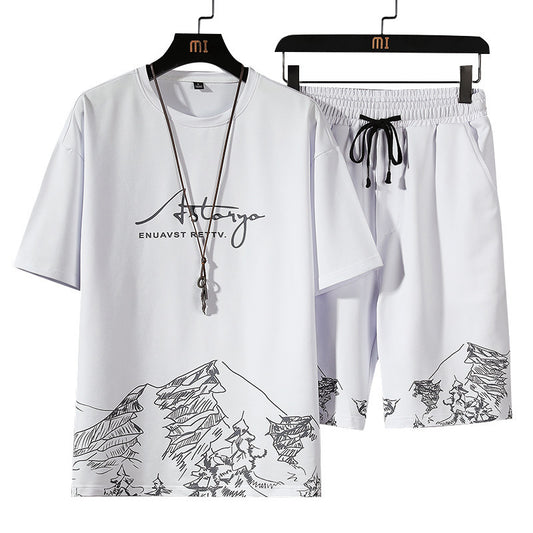 Set of Men's Fashion Brand Loose Short Sleeve Shorts - globaltradeleader