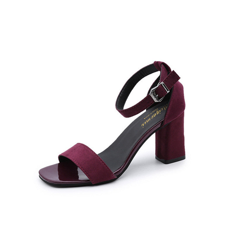 All-match Open-toe Buckle Roman High Heels - globaltradeleader