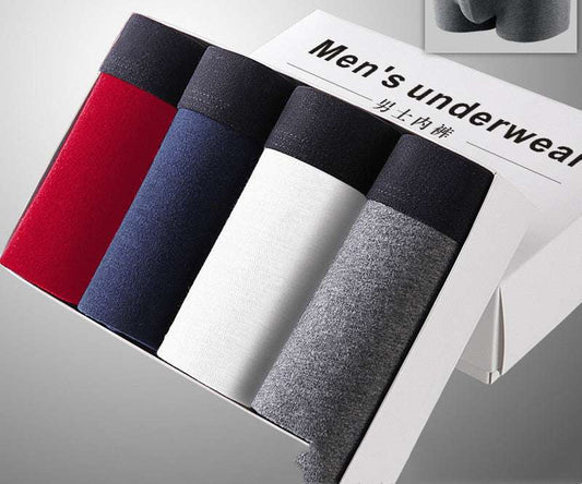 One Piece Of Popular Pure Cotton Men's Underwear Men's Boxers Youth Breathable U Convex Solid Color 4 Box Wholesale