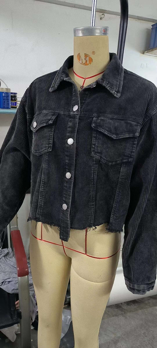 Women's Corduroy Rugby Sequined Jacket - globaltradeleader