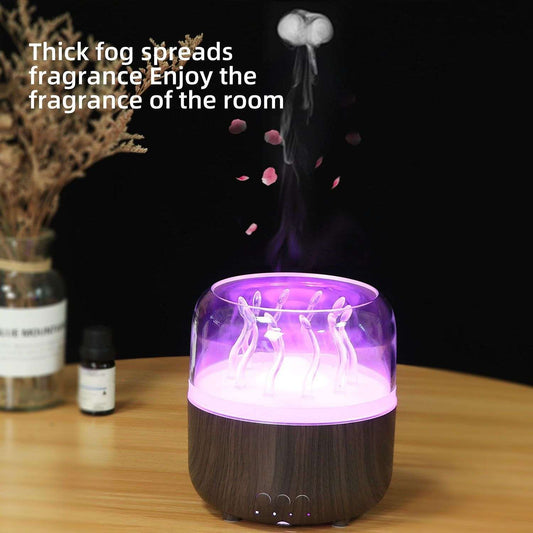 Wood Grain Rotating Dynamic Spray Jellyfish Ambience Light - globaltradeleader