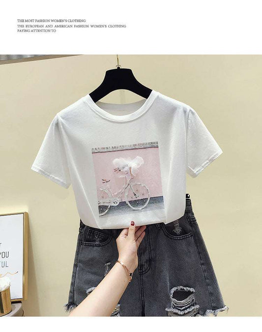 Summer Fashion With Loose Blouses, Women Cover Belly And Reduce Age, Short-sleeved T-shirts - globaltradeleader