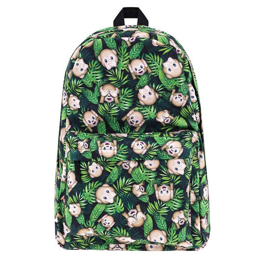 Canvas Summer Travel Backpack Casual Simple Small Monkey Bag