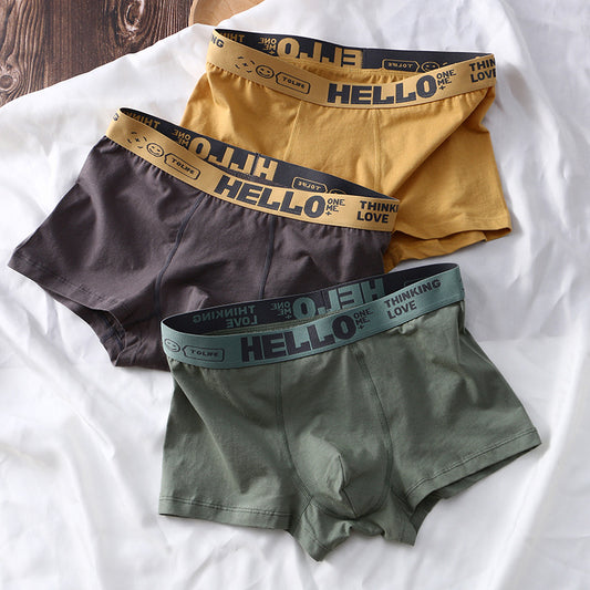 Men's Solid Color Cotton Mid-waist Burst Men's Breathable Boxer Pants With Skin Feeling