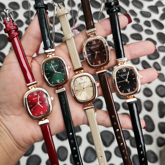 2022 New Thin Belt Square Student White-collar Quartz Female Watch Soft Sister Lady Small Girlfriends Watch - globaltradeleader