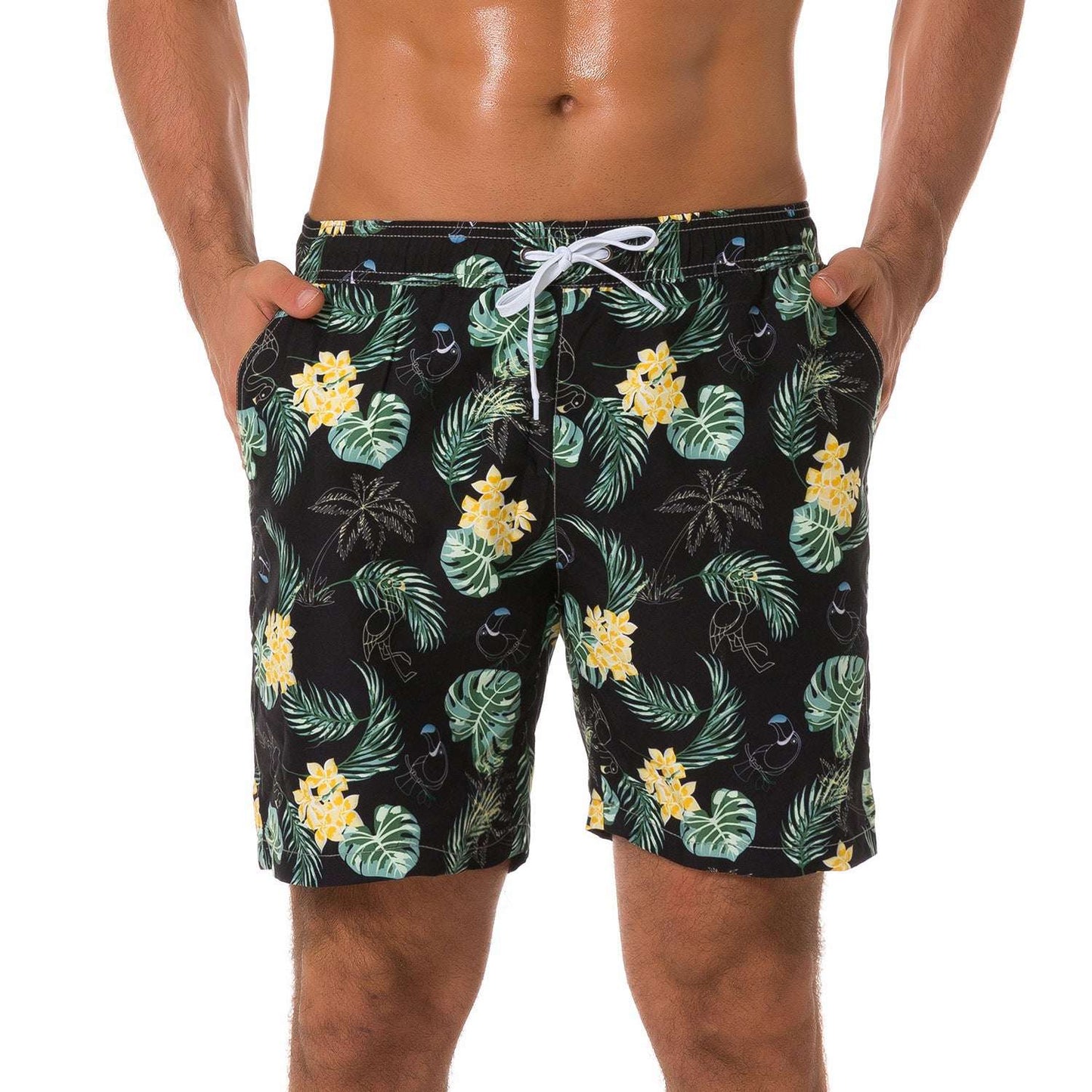 Multi-pocket Floral-lined Beach Shorts Outdoor Shorts - globaltradeleader