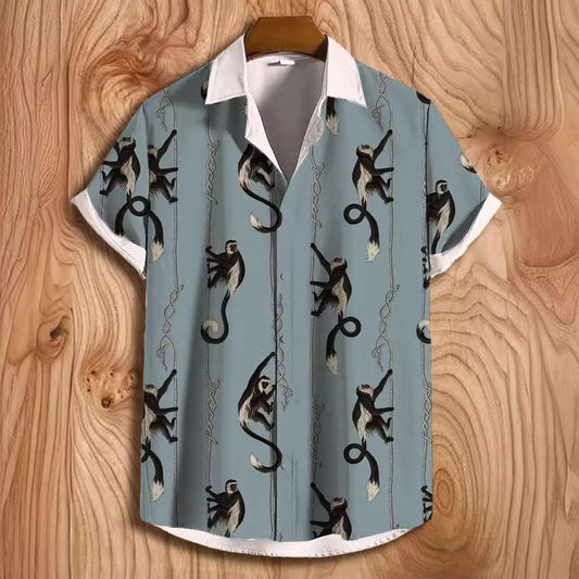 Summer Casual Printed Hawaiian Shirt Men's Vacation - globaltradeleader