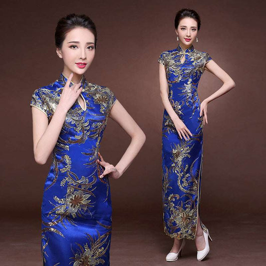 Red long banquet etiquette cheongsam