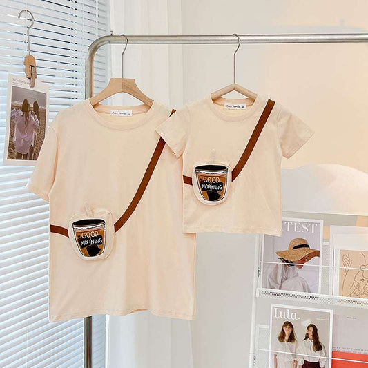 Baby Hayi A Family Of Three Or Four Mother And Daughter In Foreign Style Short-sleeved T-shirt