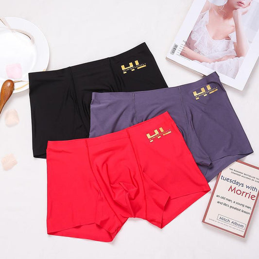 Men's Pants Summer Thin Breathable Cool Traceless One-piece Flat Angle Mid-waist Men's Ice Silk Briefs