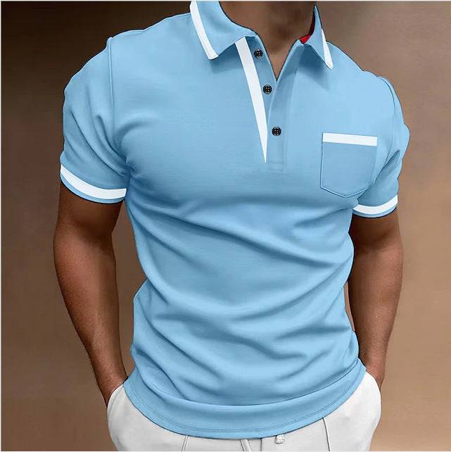 Men's Casual Square Collar Double Buckle Printed Short Sleeve - globaltradeleader