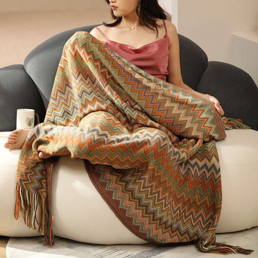 Bohemian Blanket Knitted Outdoor Keep Warm