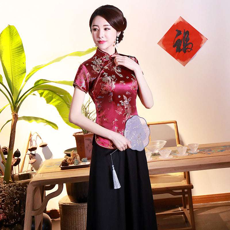 Improved Cheongsam Top Brocade Slim Retro Women