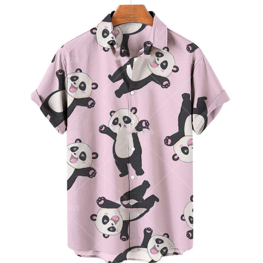 Men's Panda Print Hawaiian Shirt