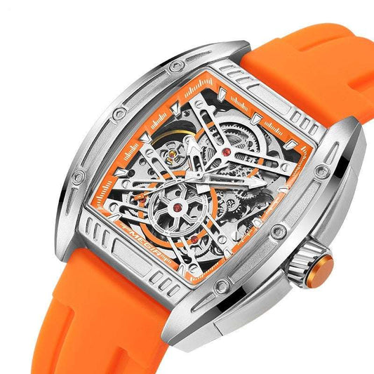 Men's Wine Barrel Type Mechanical Watch Silicone Tape - globaltradeleader