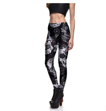 Leggings Fitness High Quality Women's Purple Skull Vines Evil Legging Sexy Stretch Digital Print Pants Cool Trousers - globaltradeleader