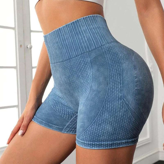 High-waisted Hip-lifting Fitness Pants Solid Color Quick-drying Tight Running Sports Yoga Shorts Women - globaltradeleader