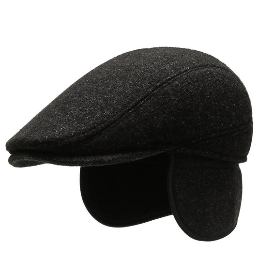 Outdoor Cycling Warm Short Brim Beret Middle-aged And Elderly Men Ear Protection Advance Hats - globaltradeleader