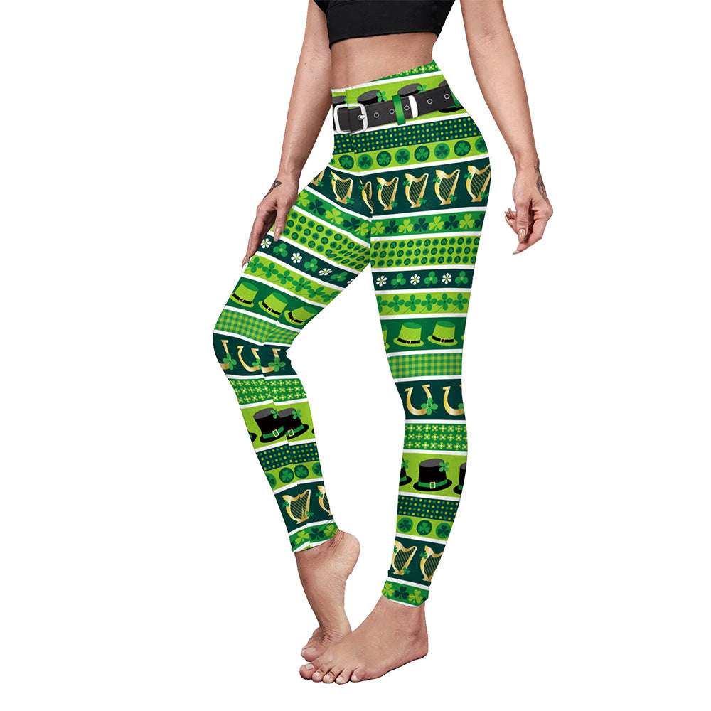 Saint Patrick's Day Costume Digital Printed With Hip Lifting Fitness Pants - globaltradeleader