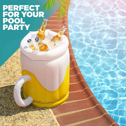 Large Inflatable Beer Mug Drink Cooler For Adults Parties 2 In1 Drink Floatie And Party Supplies Great Toy For Beach Pool And Jacuzzi