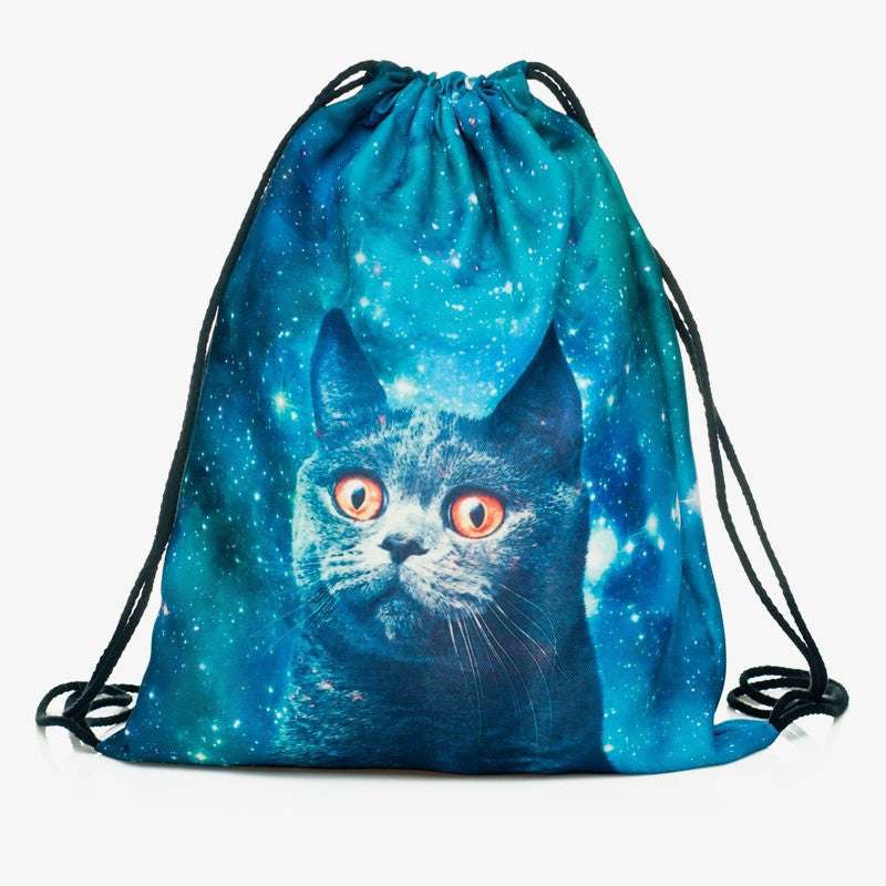 3D Digital Print Drawstring Pocket Shopping Storage Drawstring Backpack