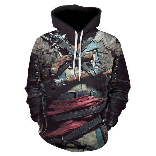 3D Digital Print Skull Jacket With Hood