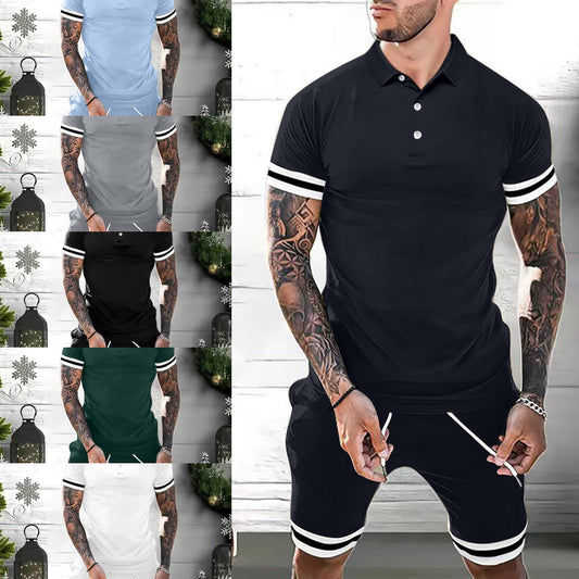Mens Short Sets 2 Piece Outfits Polo Shirt Fashion Summer Tracksuits Casual Set Short Sleeve And Shorts Set For Men - globaltradeleader