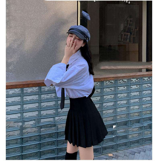 Sweet Spring And Autumn Thin Grey Skirt - globaltradeleader