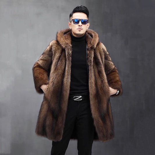 Men's Long Warm Mink Fur Coat - globaltradeleader