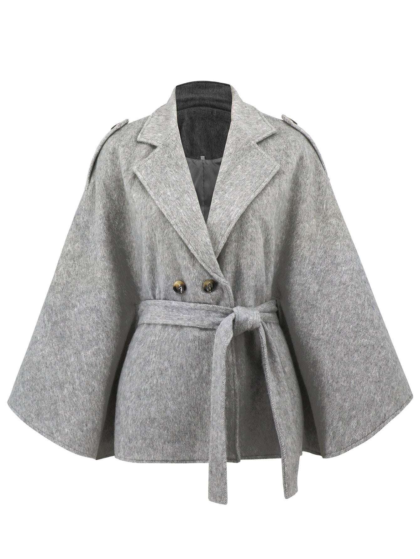 Bandage Coat Batwing Sleeve Lapel Woolen Coat - globaltradeleader