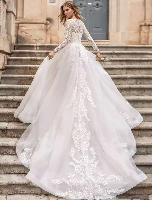 Long Sleeve Exquisite Wedding Dress - globaltradeleader