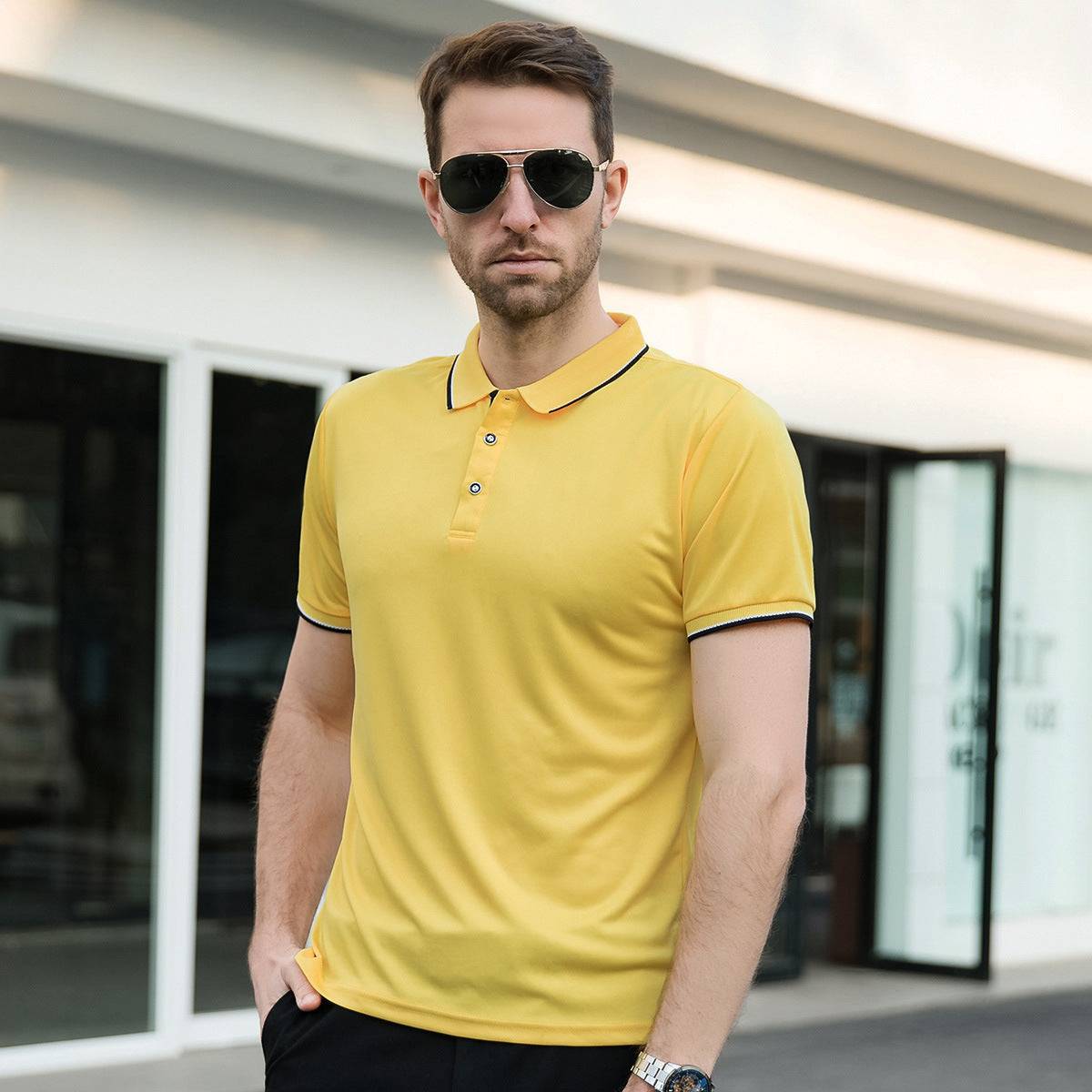 Polo Shirt Men's Thin Lapels Short Sleeve Shirt T-shirt - globaltradeleader