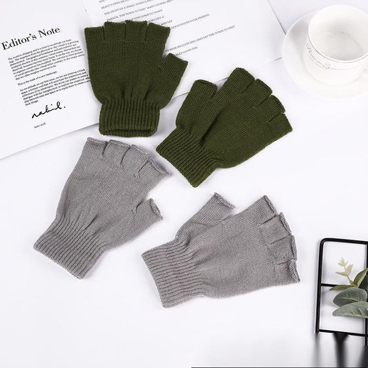 Autumn And Winter Thin Knitted Half Finger Gloves Adult Riding Cold-proof - globaltradeleader