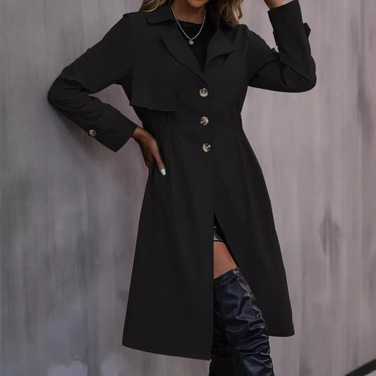 Long Waist Cotton Fashion Jacket Long Sleeve Trench Coat - globaltradeleader
