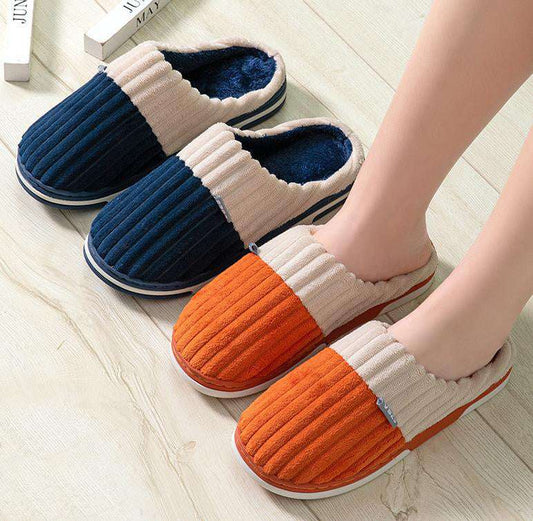 Unisex Winter Slippers Corduroy Shoes Couples Bedroom Slippers Women Men - globaltradeleader