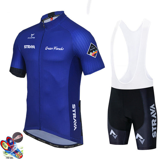 New Strava Cycling Jersey Short Sleeve Suit Summer Road Bike Mountain Bike Bicycle Breathable Perspiration