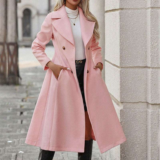 Women's Trench Coat Lapel Pocket Double Breasted Coat - globaltradeleader
