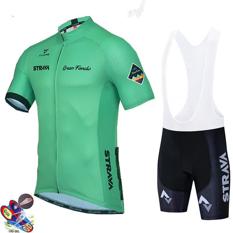 New Strava Cycling Jersey Short Sleeve Suit Summer Road Bike Mountain Bike Bicycle Breathable Perspiration
