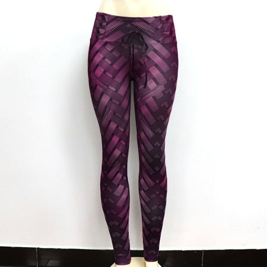 High Waist Iron Weave Print Push Up Yoga Workout Leggings - globaltradeleader