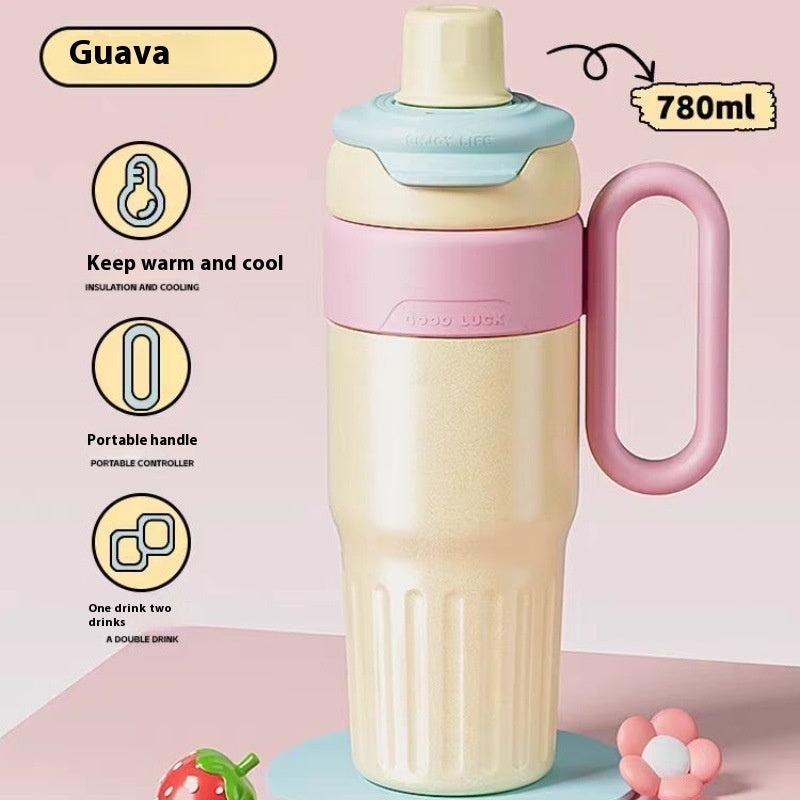 780ml Gradient Double Drink Thermal Cup Stainless Steel With Lid Coffee Cup Thermos Large Capacity Straw Cup For Male And Female - globaltradeleader