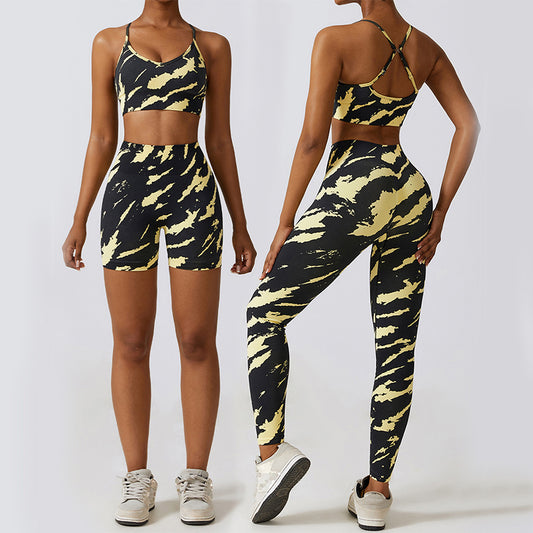 Camouflage Printing Seamless Yoga Suit Quick-drying High Waist Running Workout Clothes - globaltradeleader
