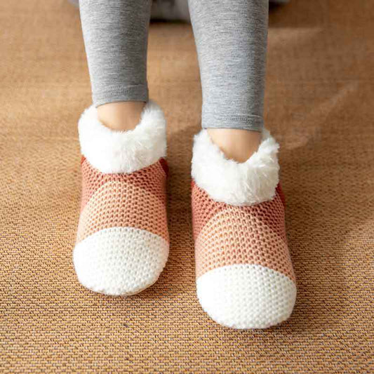 Women's Color-matching Knitted Plush Floor Socks Home Indoor Warm Non-slip Carpet Socks Winter Fashion - globaltradeleader